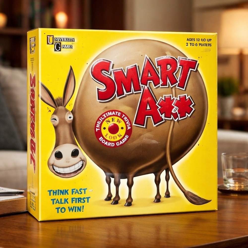 Smart A** Trivia Board Game by University Games - Yellow Box